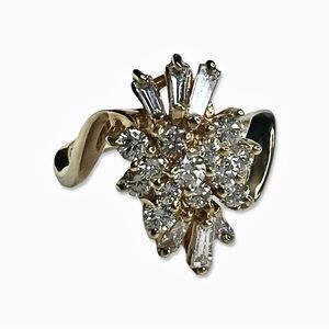 VTG Diamond Cluster Cocktail Ring Size 5.75 14kt Gold
